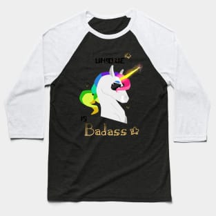 Unique is badass - Unicorn - Gold Baseball T-Shirt